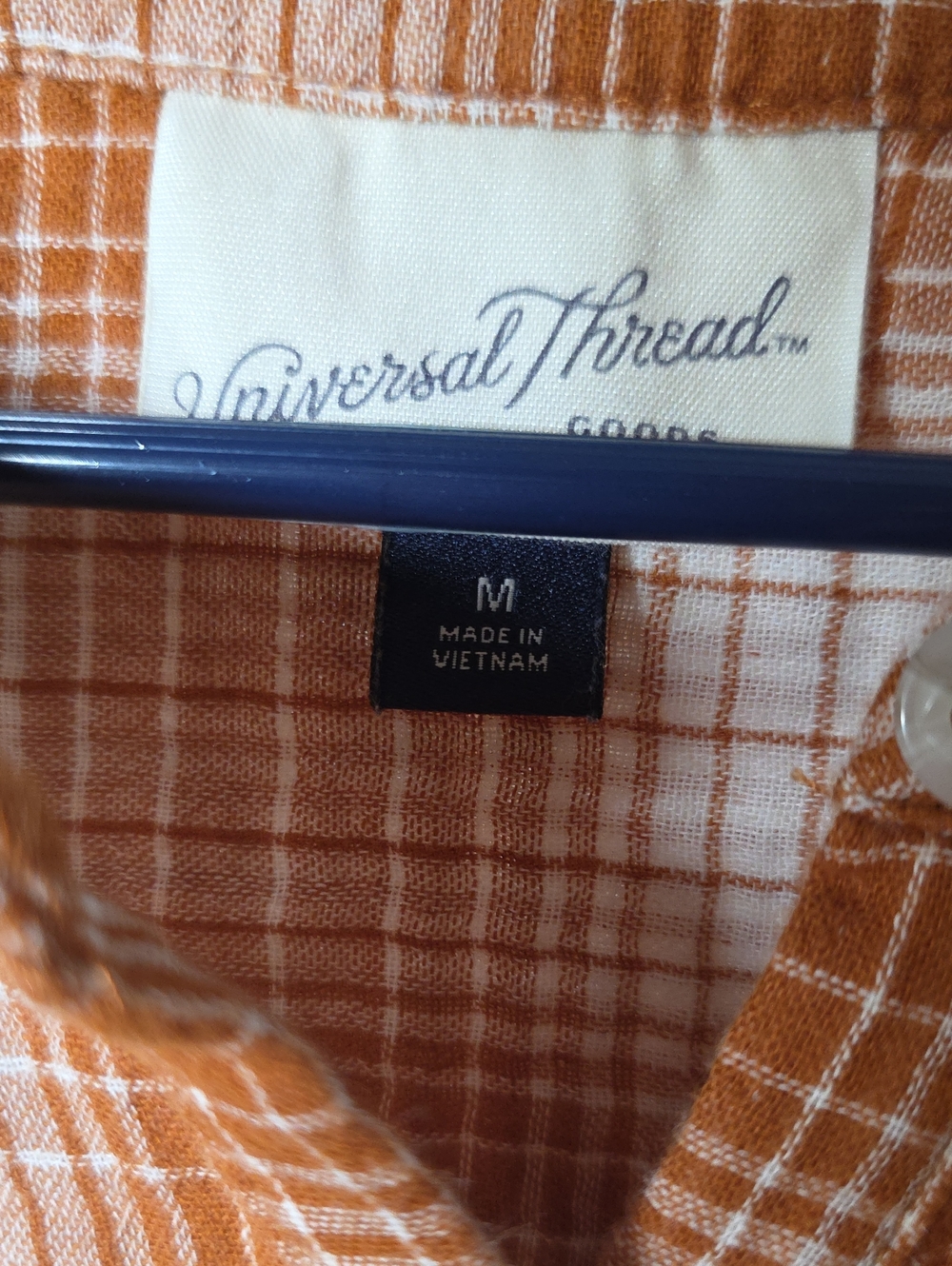 Universal Thread Lightweight Orange Plaid Button-Front Women's Top Shirt Medium - Picture 3 of 12